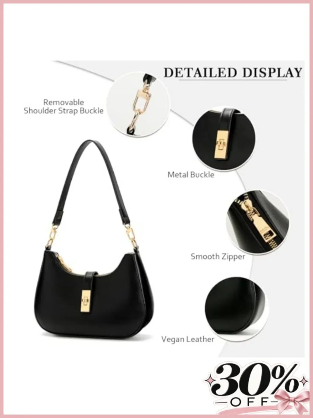 Hobo Shoulder Bag Faux Leather Crossbody Purse Convertible Chain Strap